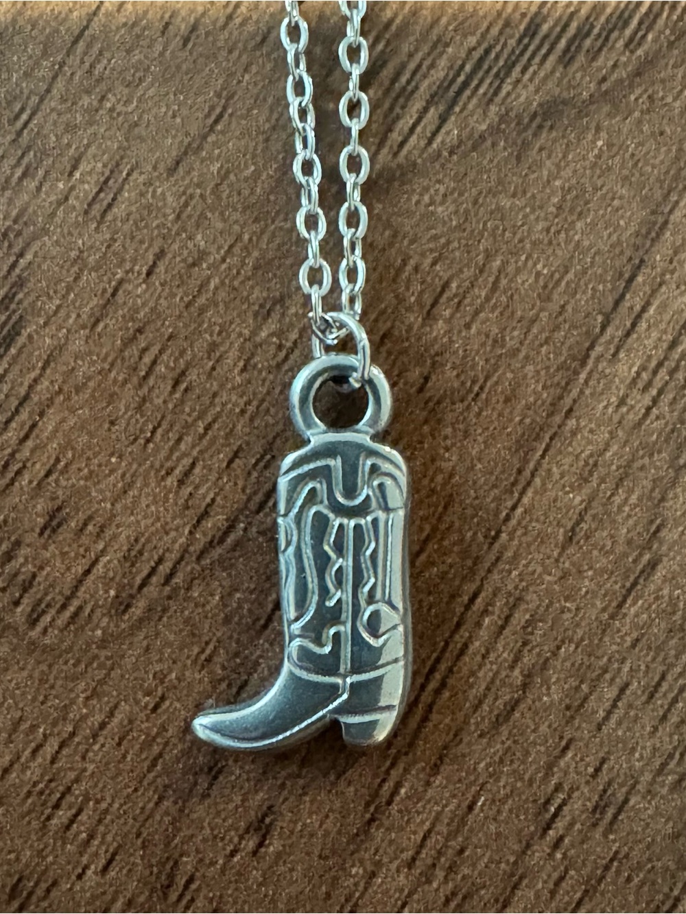 Buckle Silver Cowboy Boot Pendant Necklace - Picture 1 of 2